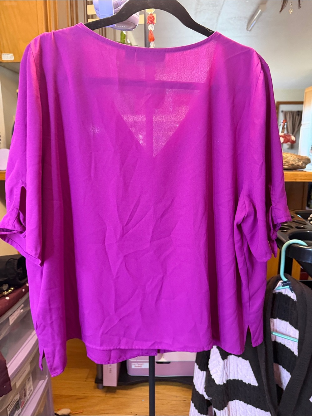 Apt. 9 Button-Front V-Neck Blouse - Fuchsia - Picture 5 of 6